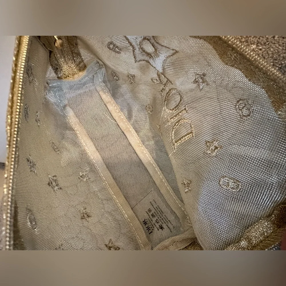 NEW⭐️DIOR Beauty Gold Mesh Embroidered Cosmetic Pouch - Picture 6 of 8